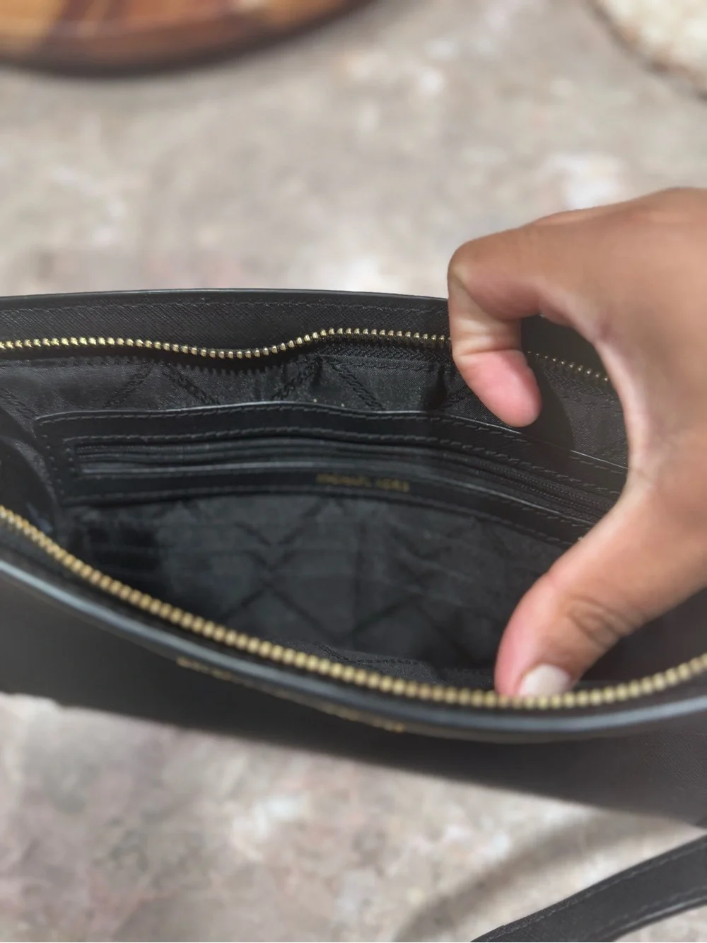 Michael Kors Black Smooth Leather Messenger Crossbody